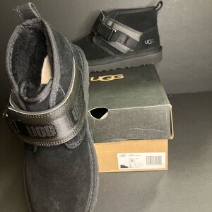 UGG Black Ankle Boots with Fuzzy Lining